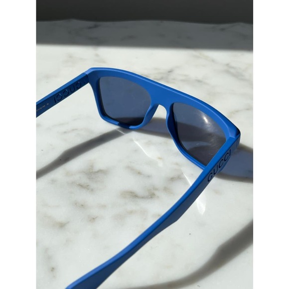 NEW Gucci GG1570S Blue Mirror Logo Sunglasses - Picture 7 of 8
